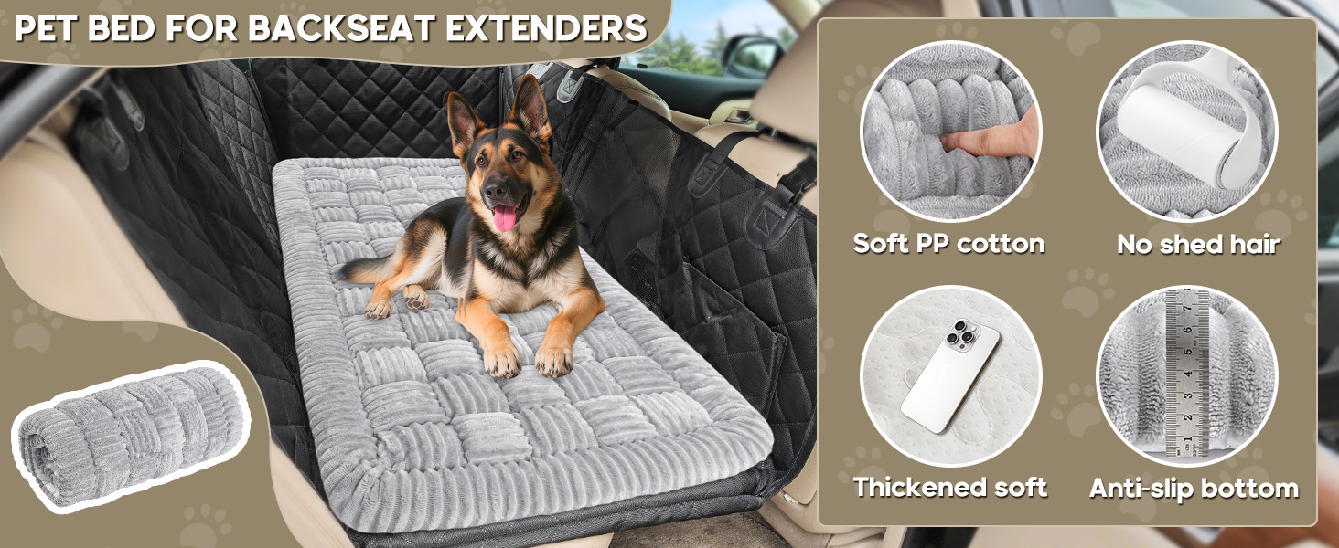 Килимок для собак у машину Loiion, захист заднього сидіння, антиковзаючий, легко миється, 127x62.5 см, сірий