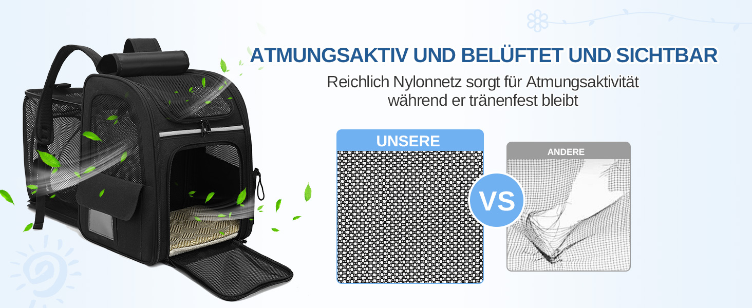 Рюкзак для кота та собаки Dogat: зручний, дихаючий, розкладний, з сіткою, чорний