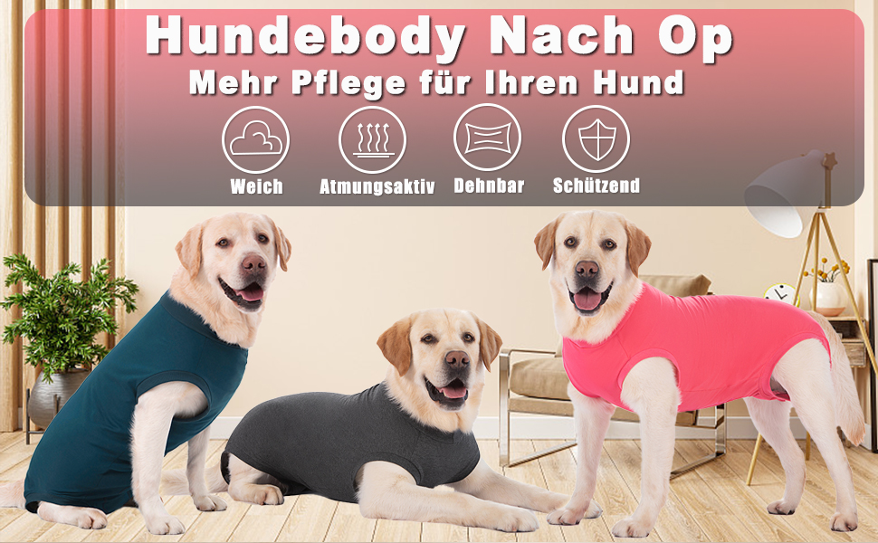 Захисний боді для собак після операції (кастрація/стерилізація) - медичний одяг для собак, захист ран, альтернатива конусу, синій, L