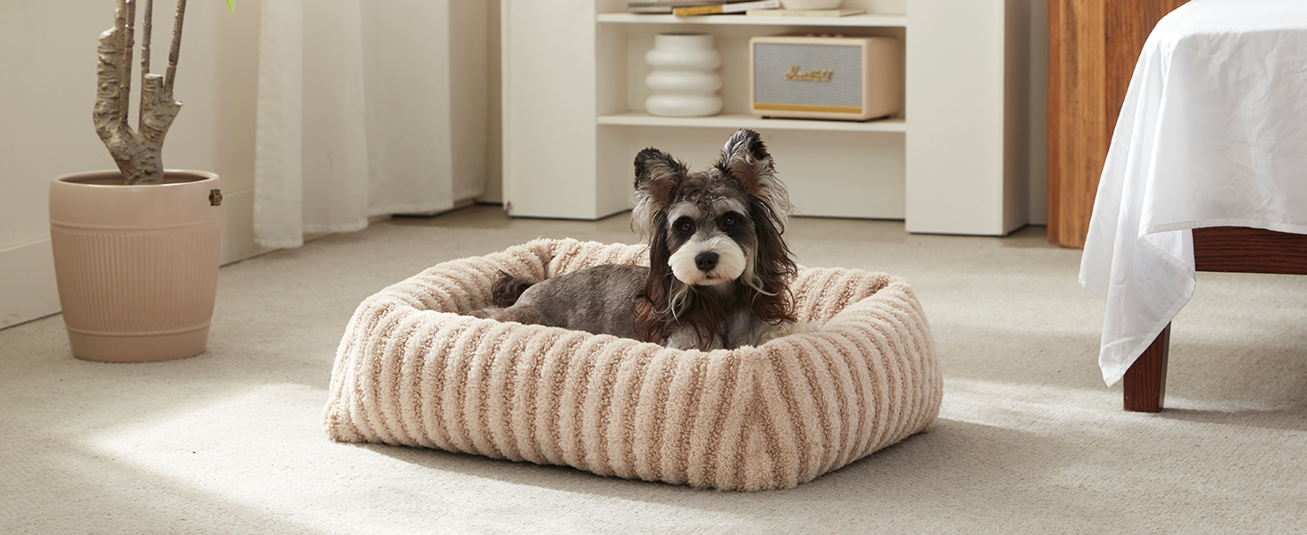 Лежанка для собак середнього розміру, миюча, знімний чохол, тепла, м'яка, заспокійлива, з антиковзаючою основою, 64 x 54 x 18 см, сіра