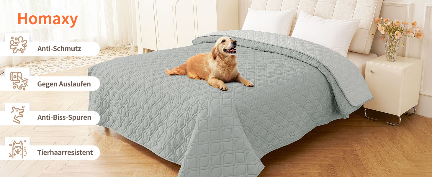 Водонепроникний килимок для собак Homaxy, 130x100 см, сірий+світло-сірий, для дому та на вулицю, миючий, двосторонній