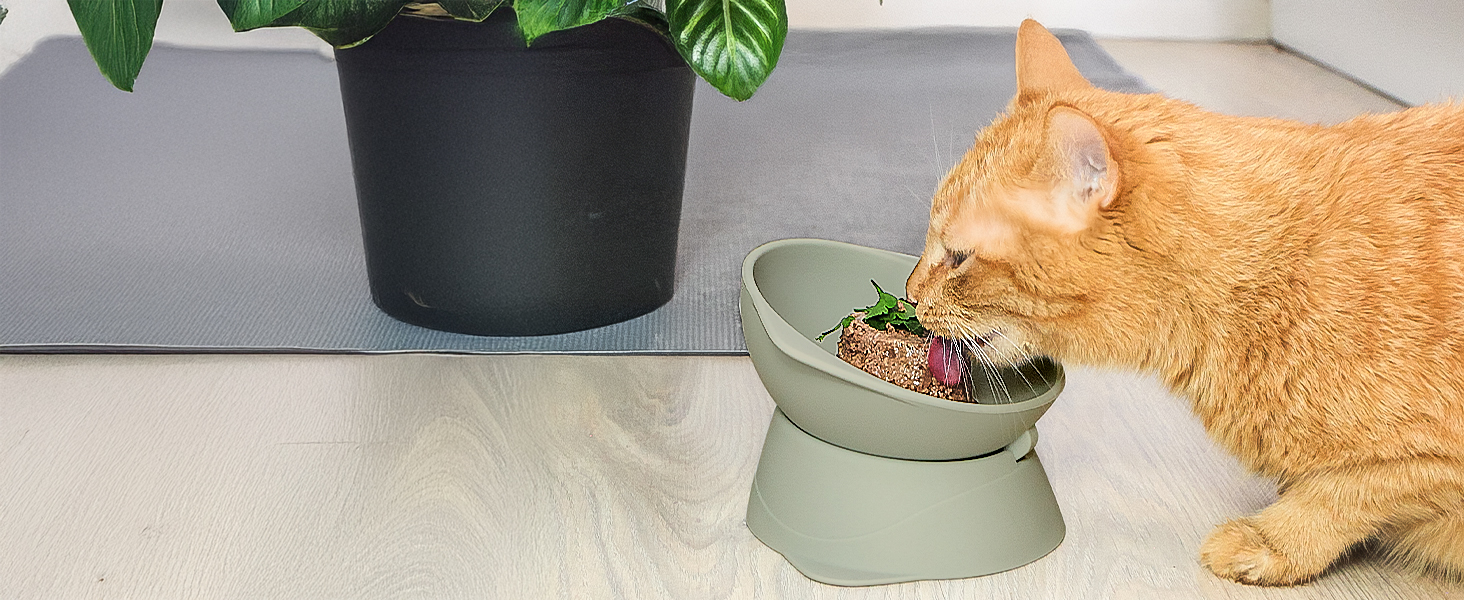 Підвищений годівниця для котів ne&no® Silikon з регульованим нахилом, сірий колір каменю | годівниця для котів | миска для котів