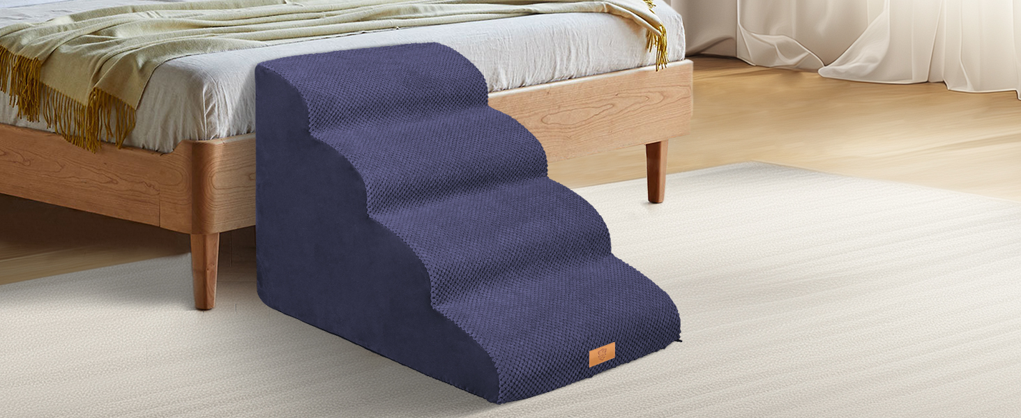 Сходинка для собак Masthome з 4 сходинками, для маленьких собак, з антиковзким покриттям, знімний чохол, для дивану, ліжка