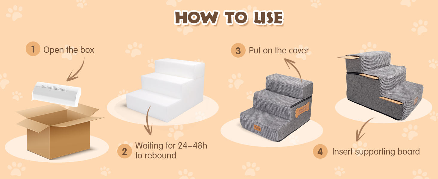 Сходинки для собак Nobleza – 5 сходинок, пандус для тварин, килимок для видалення ворсу, сходи для котів та собак до ліжка/дивану