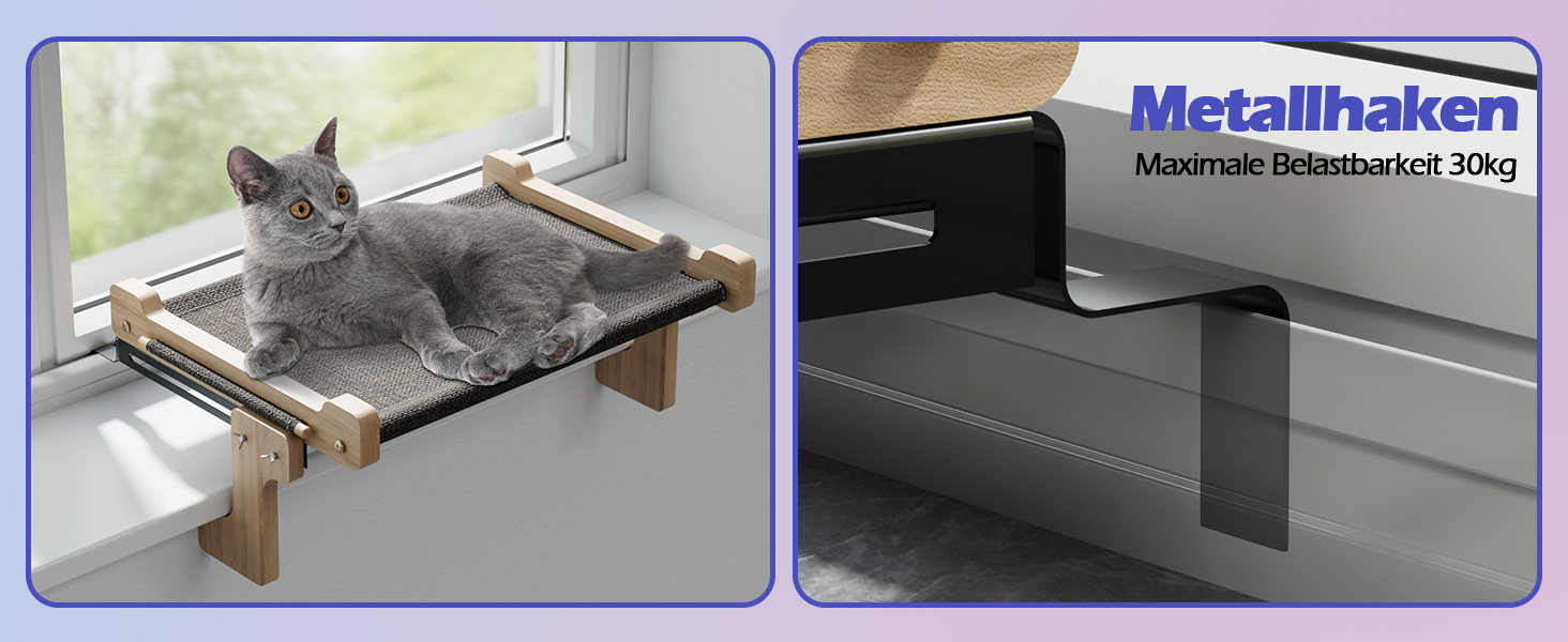 Крісло-гамак для кота Eukue на вікно з міцного дерева та металу (до 30 кг)