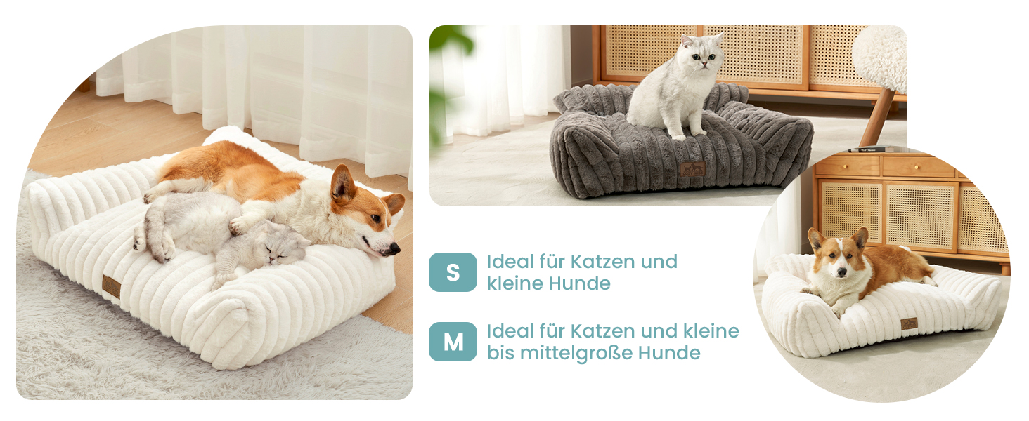 М'яке ліжко для котів COZY KISS, 65x44x30 см (Сірий) - для великих котів та маленьких собак, з антиковзаючою основою