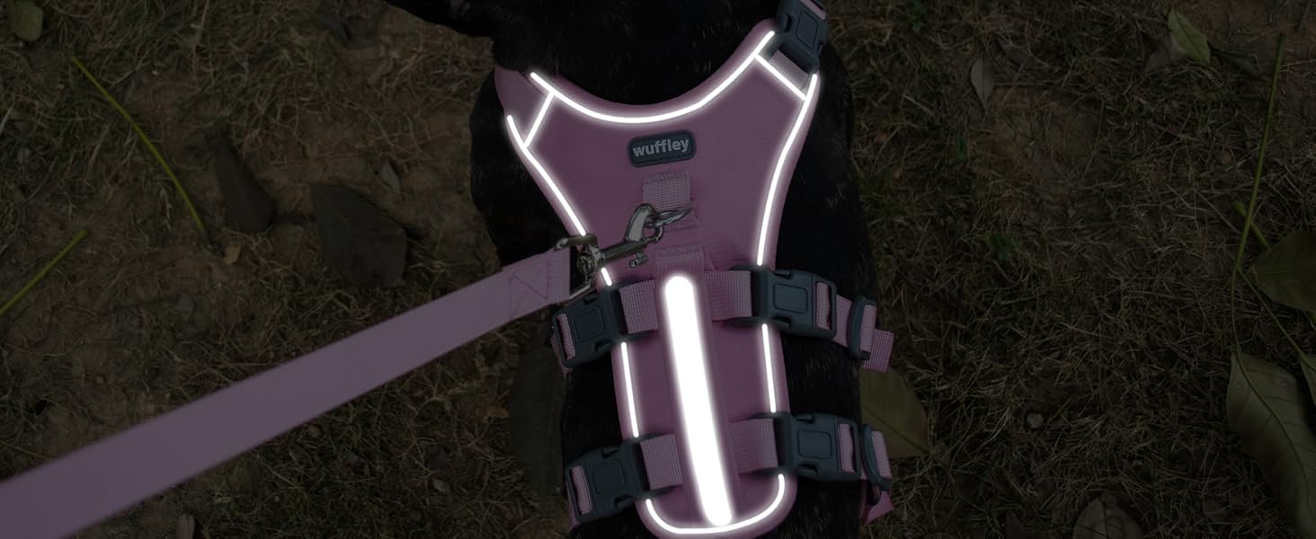 Нашийник для собак Wuffley з повідком, безпечний нашийник від вислизання, анти-тяговий нашийник з ручкою та світловідбиваючими елементами, легкий, регульований нашийник для середніх собак (рожевий, XS) Дуже маленький рожевий