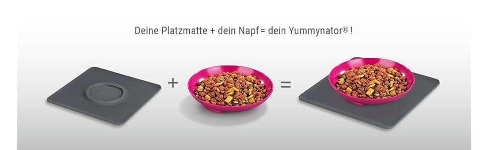 Yummynator килимок з мисками для тварин, антиковзаюча, BPA free, сірий/блакитний, 850 мл, 1 шт.