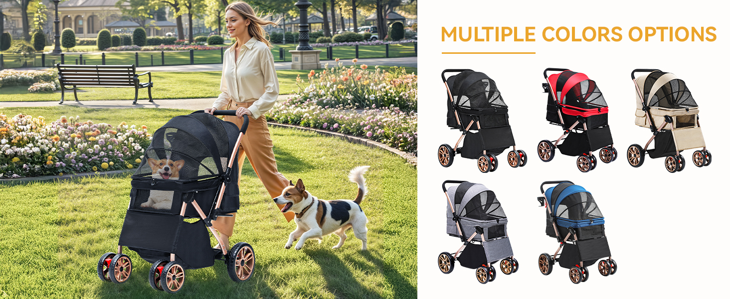 Візок для собак DWVO 3-в-1: візок, переноска, сумка. До 22 кг, EVA-колеса, сітчасті вікна, чорний (58,5x76x105 см)