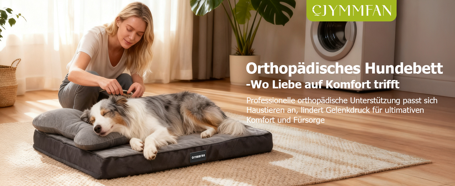 Ортопедичне собаче ліжко з миючим чохлом, водонепроникне собаче ліжко з піною з пам'яті та знімним підголовником для підтримки голови та суглобів, неслизьке собаче ліжко для середніх та великих собак XL: 106 x 76 x 22 см, сірий