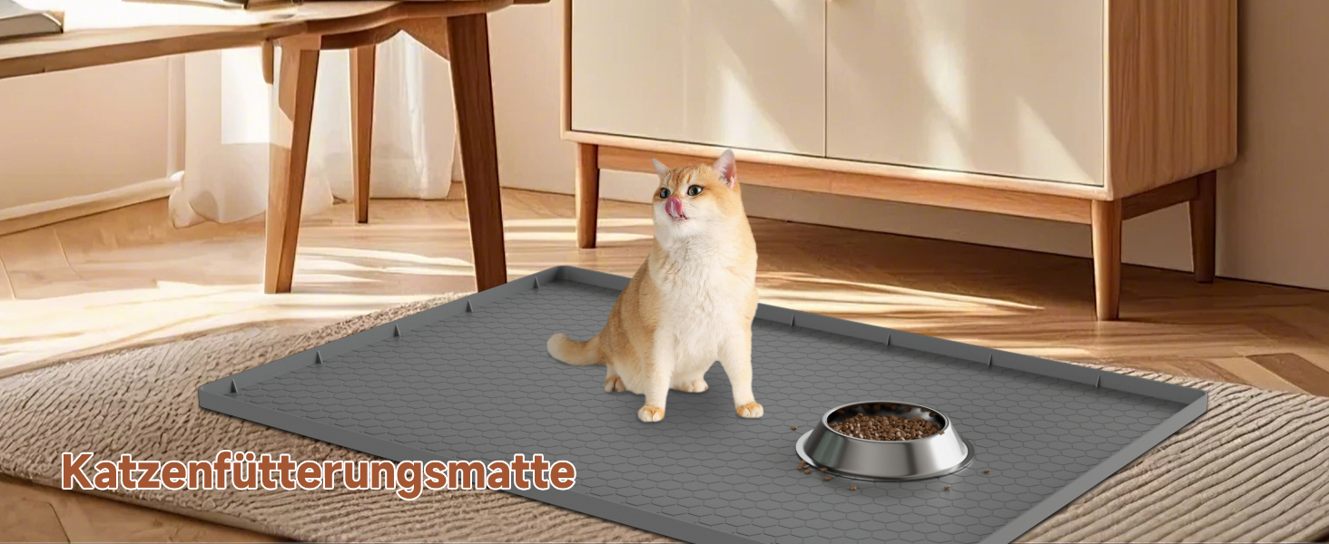 Килимок під лоток для котів 80x56 см, силіконовий, водонепроникний, легко миється, неслизький - сірий