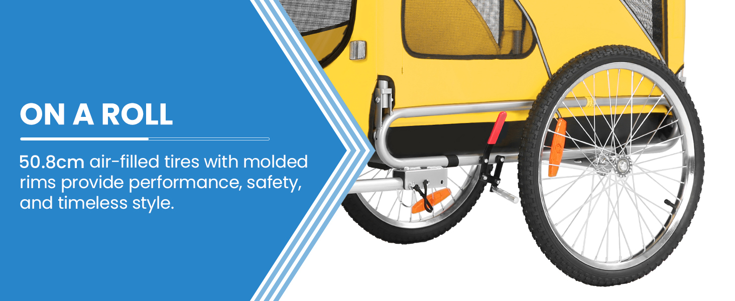 SEPNINE® Причіп для собак XL 2-в-1, велосипедний та візок для собак до 40 кг, складний з гальмами та зчіпним пристроєм, для середніх та великих собак - Синій (Жовтий - до 40 кг)