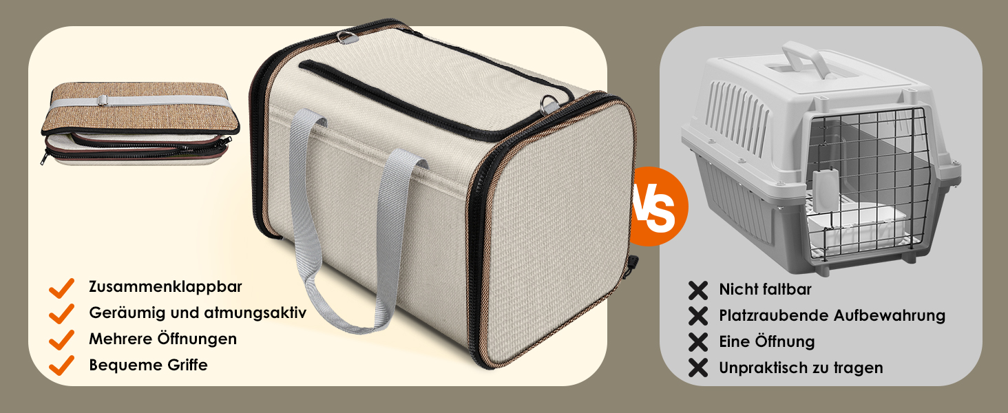 Транспортна переноска для котів та цуценят HEVOL до 10 кг, дихаюча сітка, легка, складна переноска для тварин, підходить для ветеринара, авто, літака