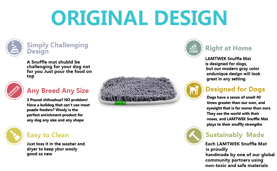 Килимок для собак, розвиваючий, для нюхання, миючий, нековзний, 43 x 53 см, сірий