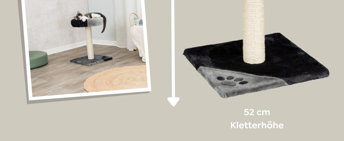 Дряпка для котів TRIXIE Tarifa, 52 см, сірий/чорний – компактний котячий будиночок з лежаком, зручний та стійкий