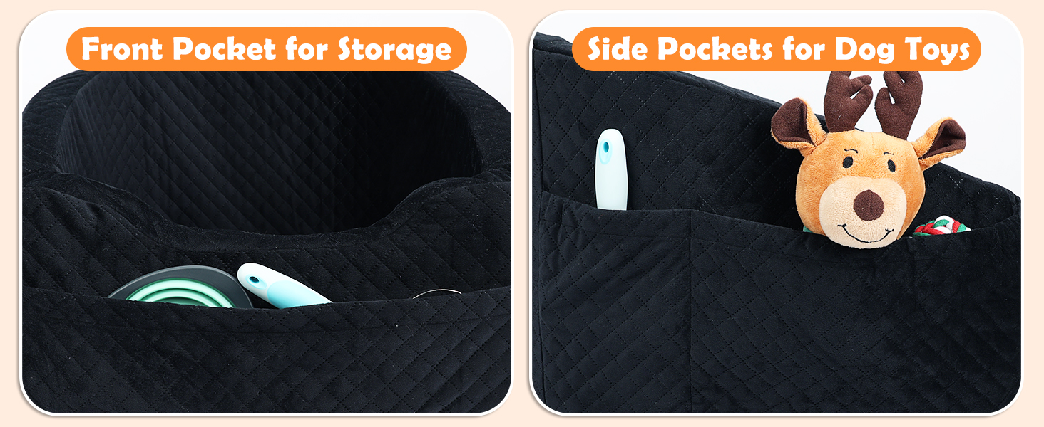 Автокрісло для собак маленьких порід, чорне. Знімне, миється, з підстаканниками та ременем безпеки. До 11,3 кг