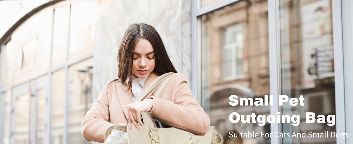 PETCUTE Сумка-переноска для собак та котів, середнього розміру, з кишенями, знімний килимок, для подорожей та авіаперельотів, бежева