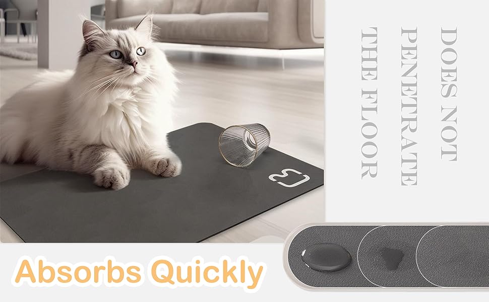 Водонепроникний килимок для годівлі котів GIBZ, 45x60 см, сірий