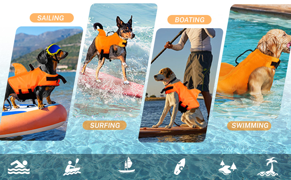 Жилет для плавання для собак, дизайн 'Акула', Darryy, Оранжевий, Розмір S