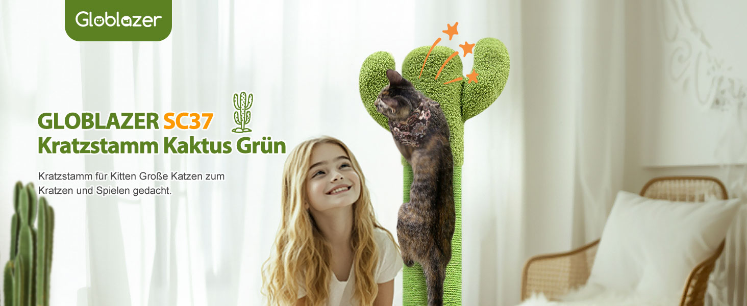 Котячий комплекс Globlazer Kaktus Grun XXL: стійка з сизалю 94 см, іграшки, для великих котів