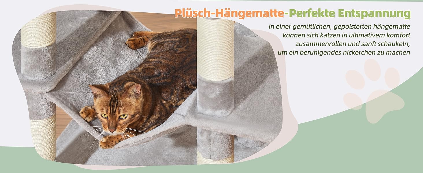 Когтеточка для котів Taoqimiao 180 см XXL, великий котячий комплекс для Maine Coon з будиночком, гамаком, великою платформою, 9 стійок для дряпання, кошиком, зелений