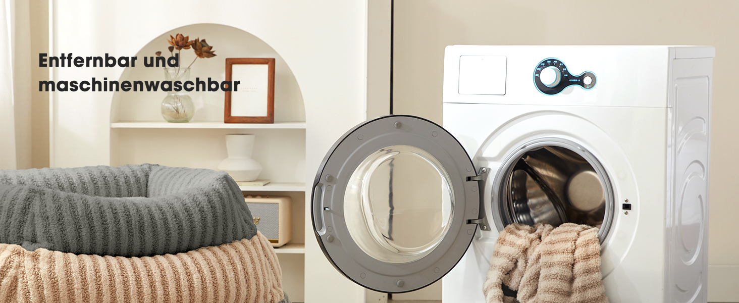 Лежанка для собак середнього розміру, миюча, знімний чохол, тепла, м'яка, заспокійлива, з антиковзаючою основою, 64 x 54 x 18 см, сіра