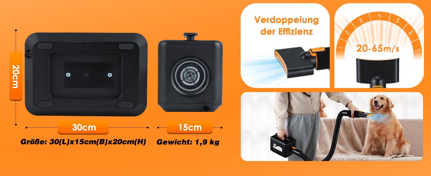 Набір для догляду за шерстю собак 3-в-1 Mxmoonant: пилосос, сушарка, триммер. Регулювання потужності та температури, 7 насадок, сумка для зберігання та рушник