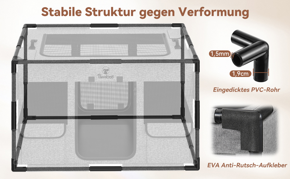 Pawaboo Забіг для цуценят Extra Groß - великий вольєр для домашніх тварин, переносна сумка-переноска для котів та собак, вольєр для собак, посилена рама з ПВХ-труб, великий розмір (L-91×61×61CM, M-81x61x61CM, чорний/сірий)