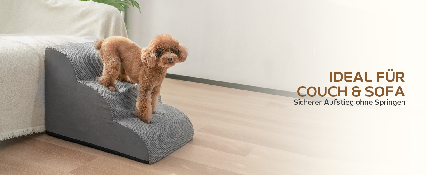 Сходинки для собак Mora Pets: 2 шт., 30 см, сірий, для маленьких собак та котів, з антиковзким покриттям