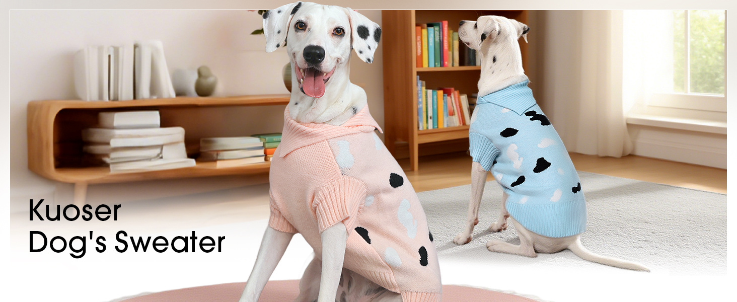Теплий в'язаний пуловер для собак Куосер з рожевим коміром - зручний та м'який одяг для маленьких собак, підходить для зимового використання в приміщенні та на вулиці