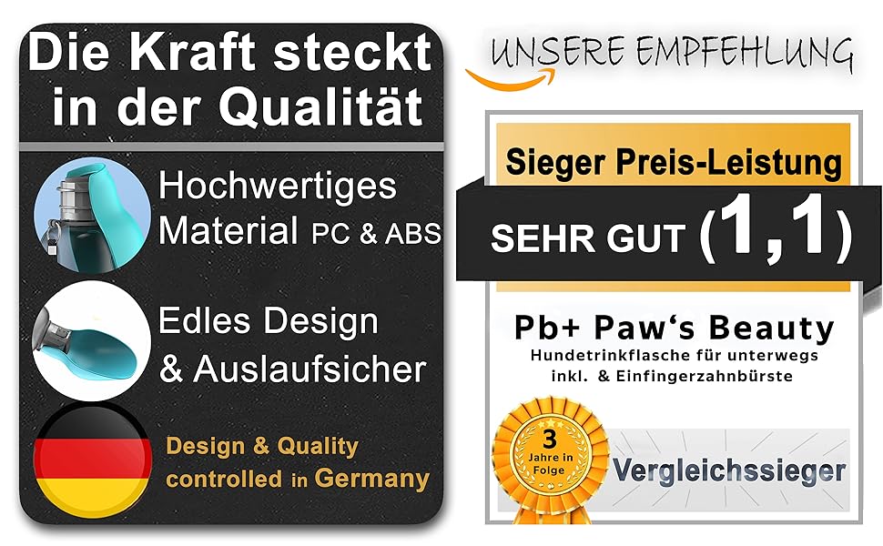 Набір для собак 2 шт: велика складана пляшка для води 800 мл та щітка для зубів | Пляшка для собак преміум-якість, блакитна, 800 мл