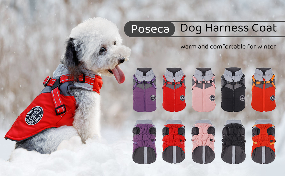 Зимовий теплий одяг для цуценят, світловідбиваючий, водонепроникний, з шлейкою для собак маленьких та середніх порід, L, Червоний