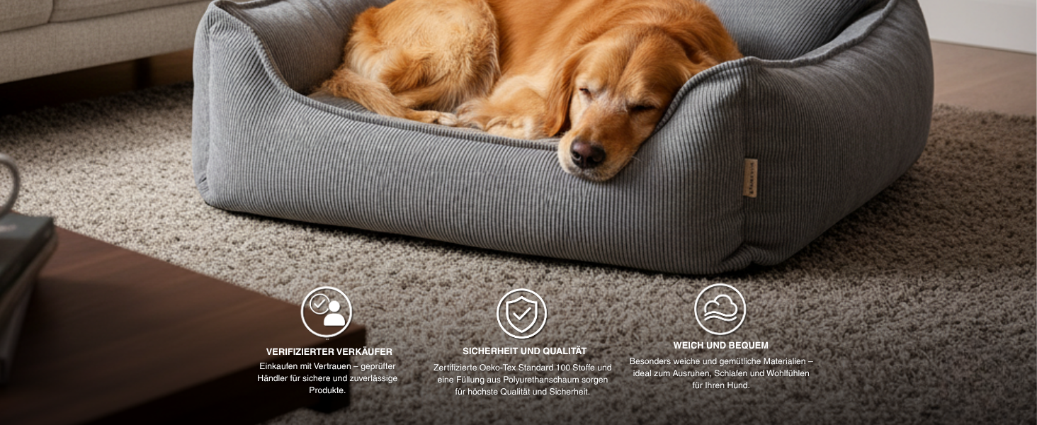 Gutekissen® Lucky: М'яке собаче ліжко - зручне та миється - для собак великих та малих порід (зелене, M - 80x65)