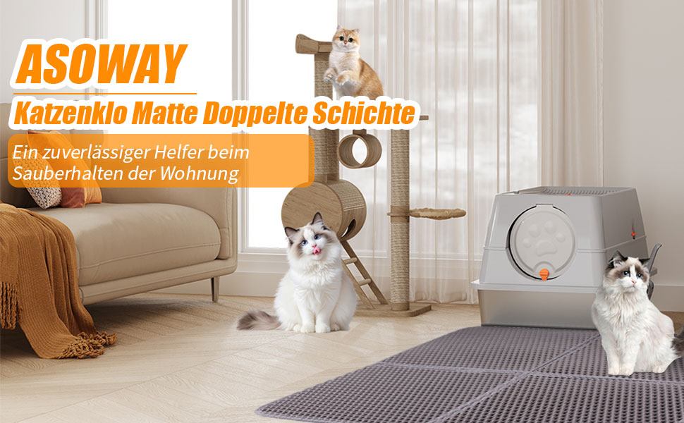 Килимок для котячого туалету Asoway Katzenklo, 76x61 см, з подвійним шаром, стільниковий дизайн, портативний, для котячого туалету