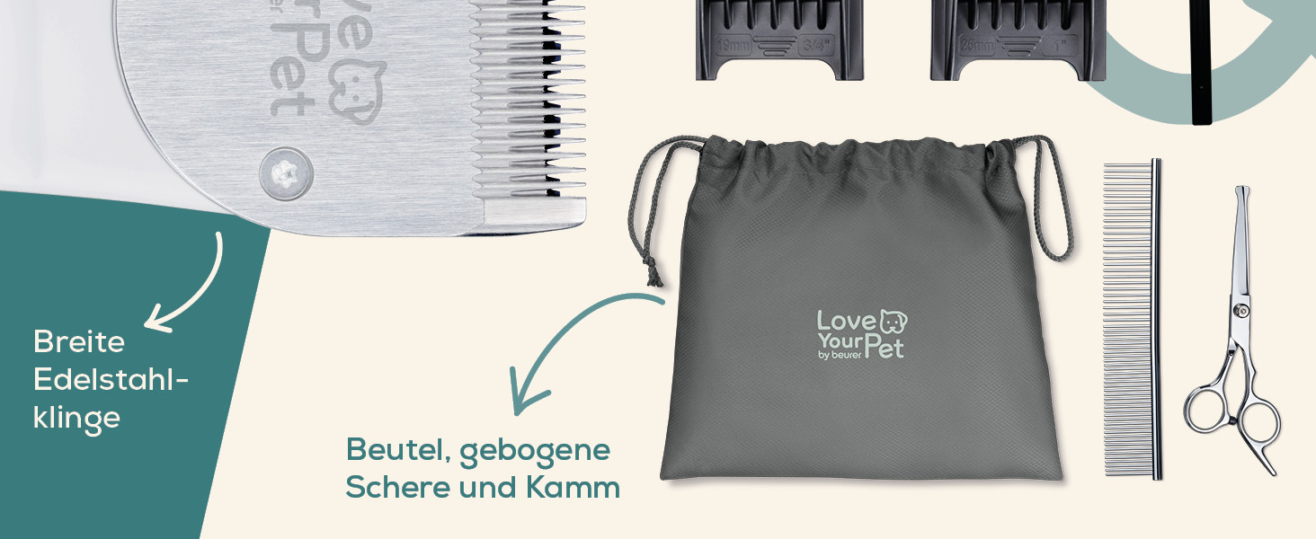 Машинка для стрижки шерсті Beurer Love Your Pet Fluffy для собак та котів, тихий триммер, 9-в-1 набір для грумінгу
