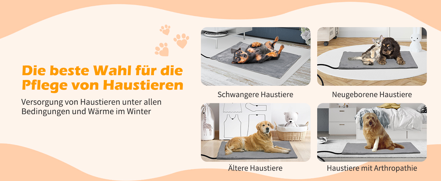 Електричний килимок для котів та собак Toozey, 45x40 см, регулювання часу та температури, безпечний, теплий, сірий