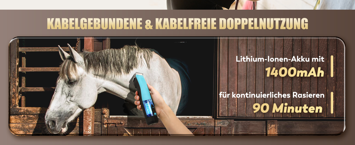 Машина для стрижки тварин CGOLDENWALL CG-CP-9060-1: акумулятор 1400mAh, кабель 3.5м, 3200-4000 об/хв, 2 швидкості, для собак, коней, кіз, корів та тварин з густою шерстю