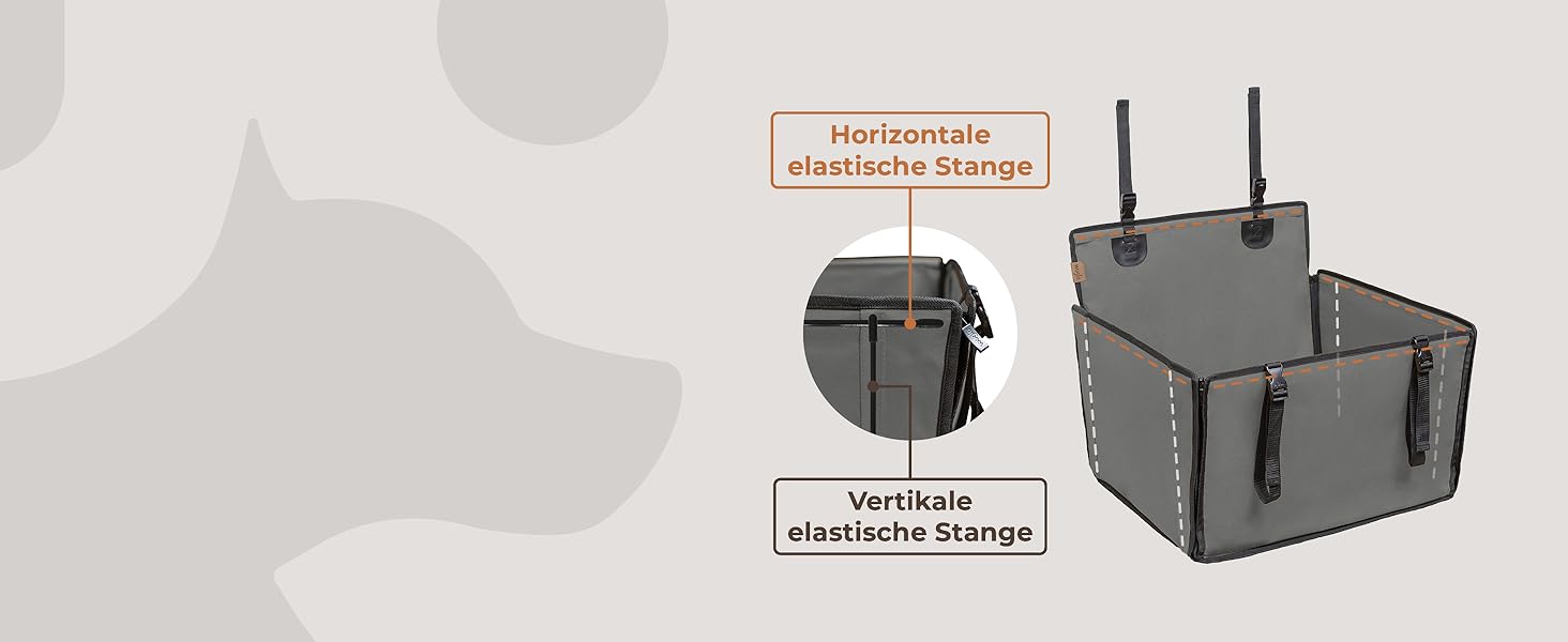 Автокрісло для собак WUGLO Extra Stabiler - надійне автокрісло для собак маленьких та середніх порід, сіре, водонепроникне