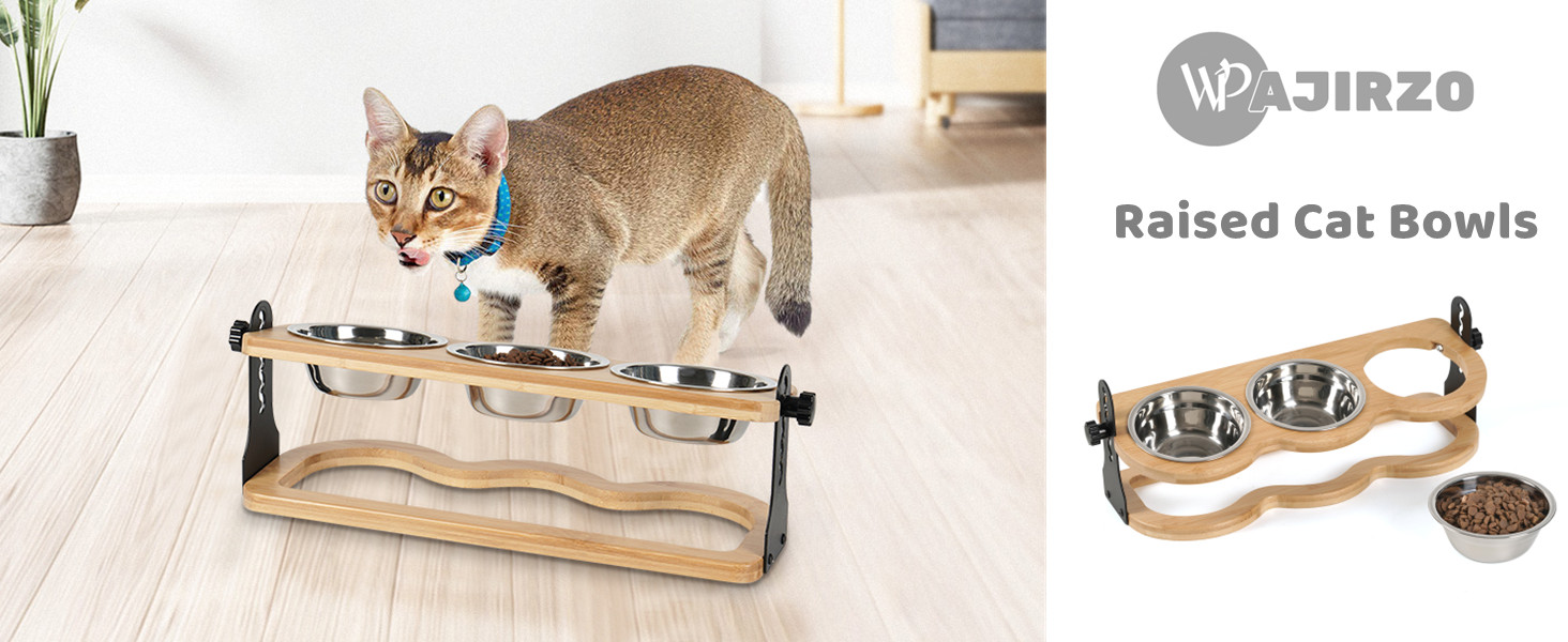 Набір мисок для котів та цуценят 3 шт. з регульованою висотою - Ергономічна годівниця з нержавіючої сталі