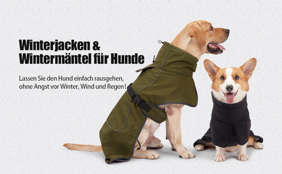 Водонепроникна куртка для собак Heywean з флісовою підкладкою, чорна, L. Тепла куртка для собак для холодної погоди, активного відпочинку та дому.