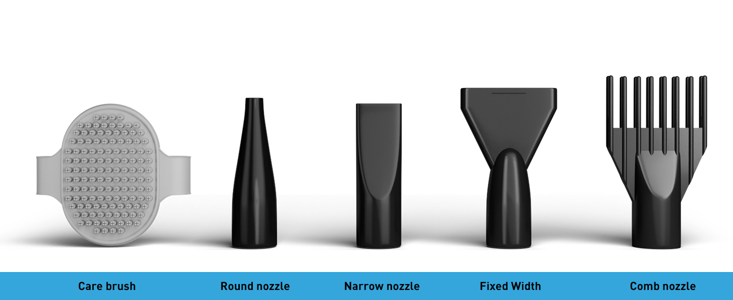 Фен для собак Blower - тихий, 4.5 PS / 3200W, регулювання швидкості, 4 насадки, синій