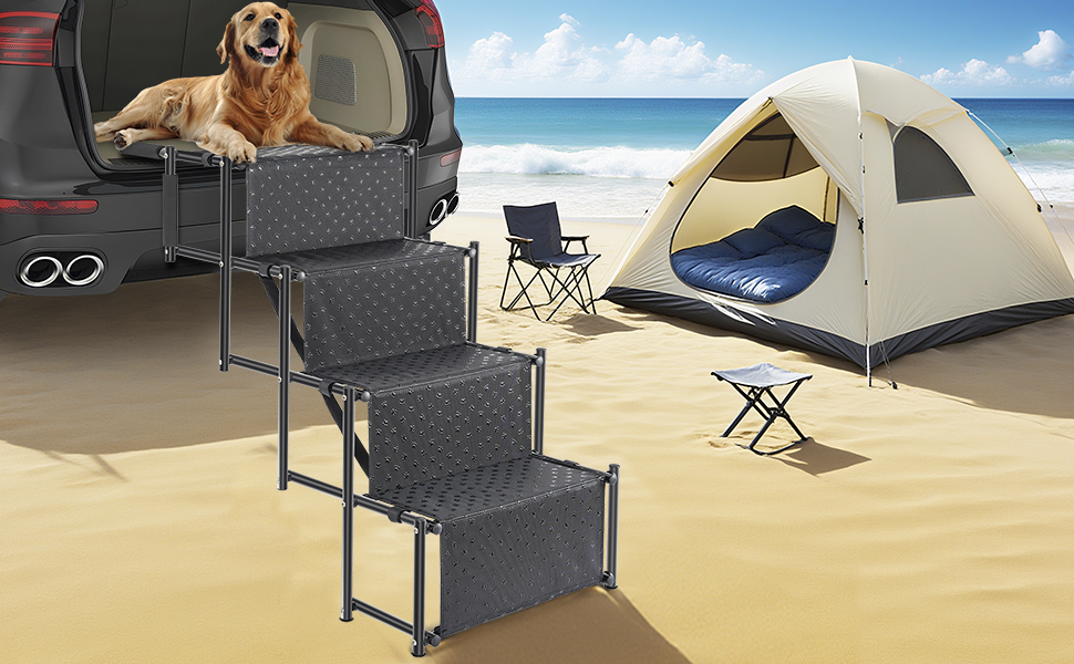 Східці для собак OUUTMEE: 4 сходинки, складані, з антиковзким покриттям, для маленьких та великих собак до 80 кг, для авто та SUV