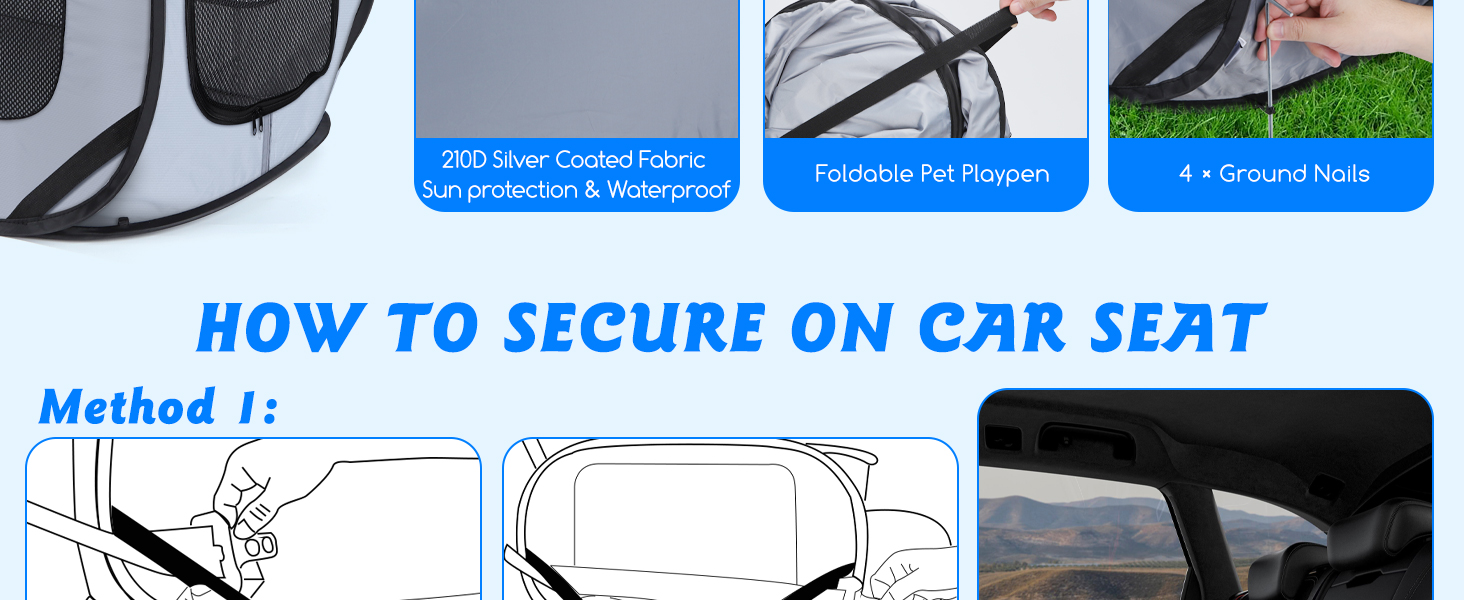 Переносний вольєр для собак та котів у машину, розкладний вольєр для тварин, 93x54x54 см
