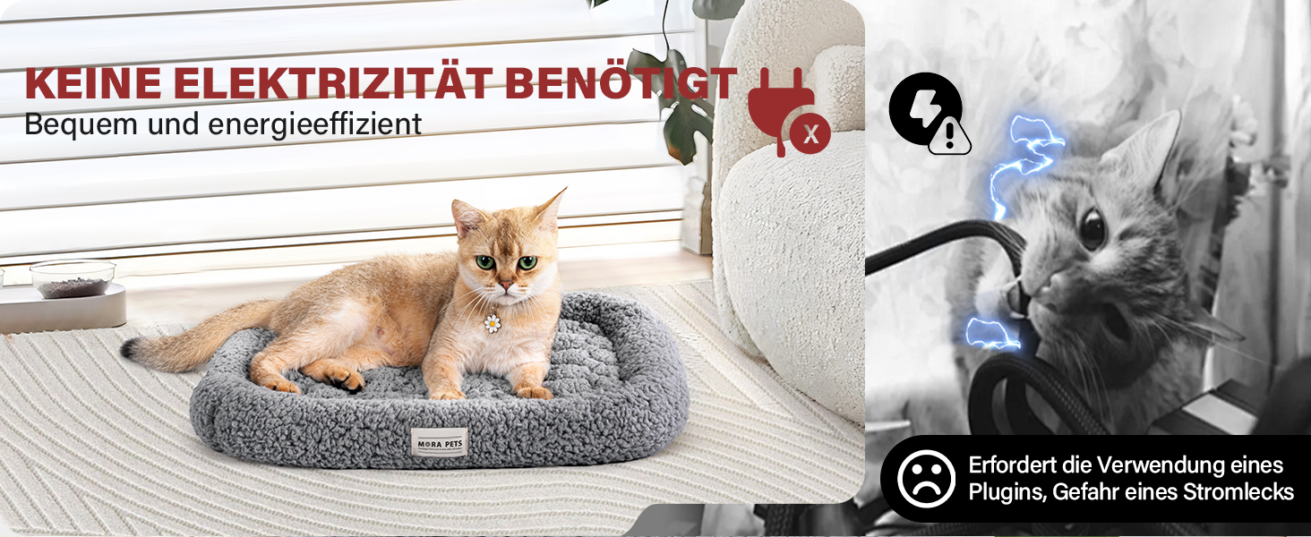 Самогріюча котяча лежанка Mora Pets: тепла, м'яка, 52x58 см, сіра