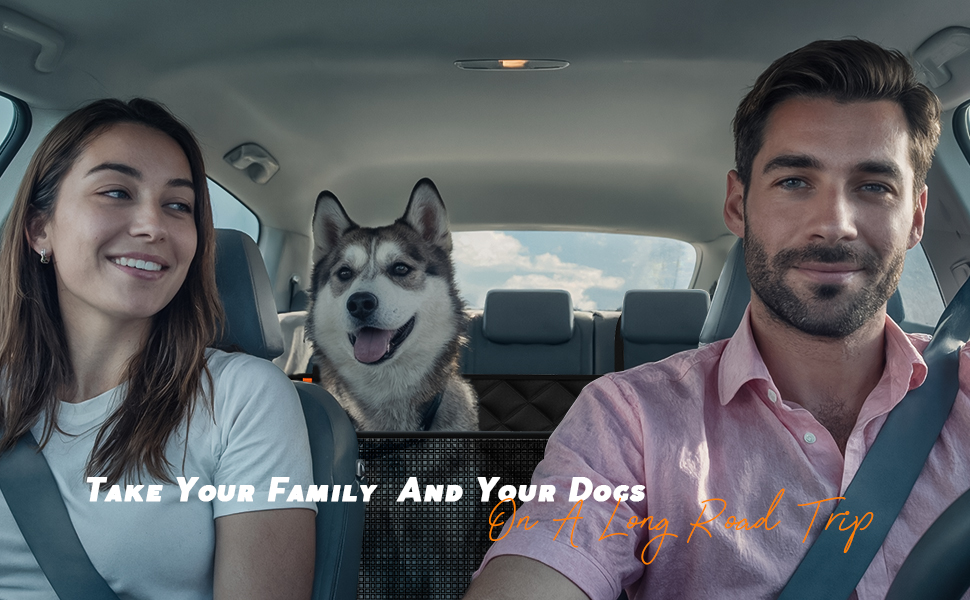 Килимок для собак у машину, заднє сидіння, 2025. Водонепроникний, антиковзкий, міцний, з жорсткою основою. Підходить для собак до 180 кг (400 фунтів). Оранжево-чорний, екстра товстий.