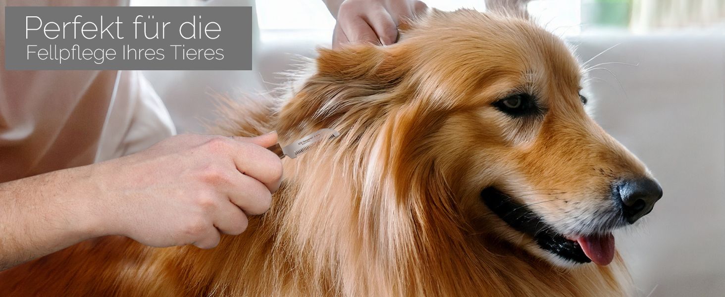 Набір для грумінгу собак та котів: триммер, гребінець, ножиці. З тонкими та грубими зубцями, нержавіюча сталь