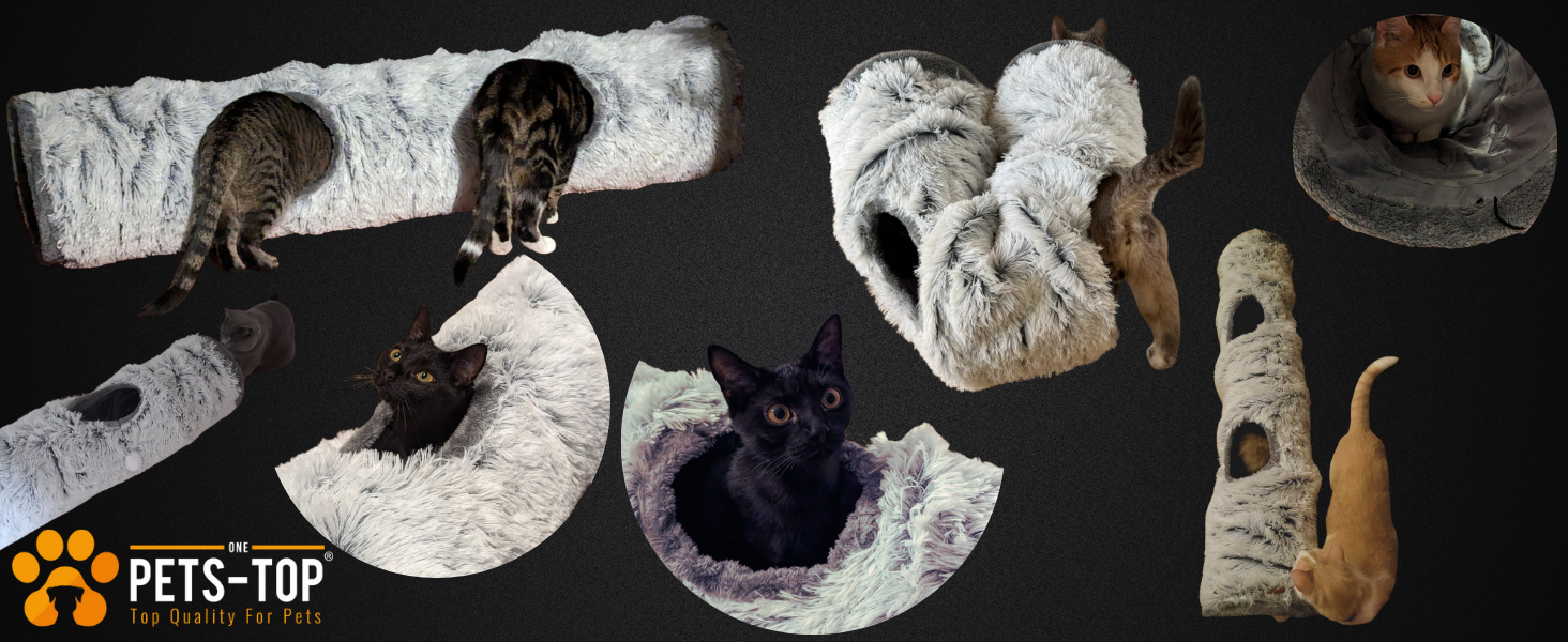 Туннель для котів XXL PETS-TOP – великий тунель для котів – шуршачий тунель – інтерактивна іграшка для котів – з м'якого плюшу