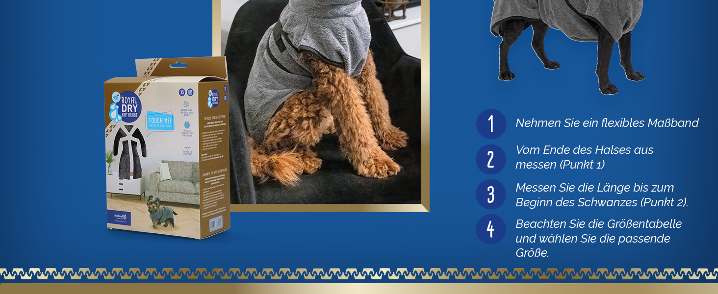 Рушник для собак Roya Dry – для собак середнього розміру (60-68 см) – мікрофібра – швидковисихаючий – сірий (XL)