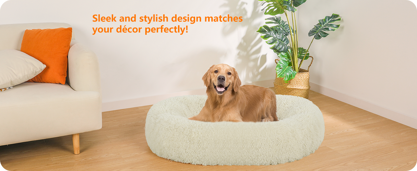 Ортопедичне ліжко для собак, кругле, м'яке, для котів та собак, ліжко-лежанка, кошик, 100 см, бежеве