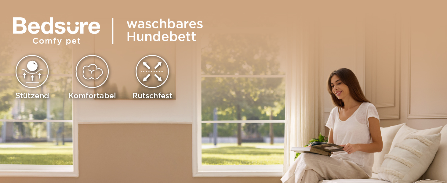 Крісло-лежанка для собак середніх порід BEDSURE - м'яке ліжко з антиковзною основою та знімним чохлом, сірого кольору, 89x56x7 см